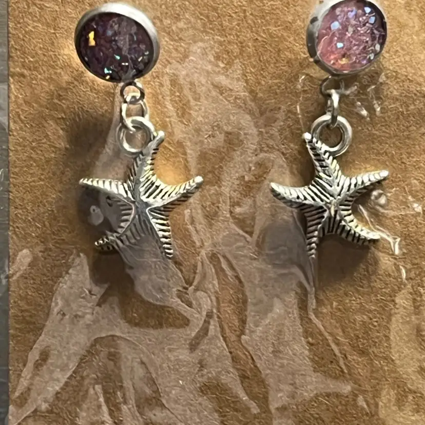 Pink Droozy Starfish Earrings Made By Me