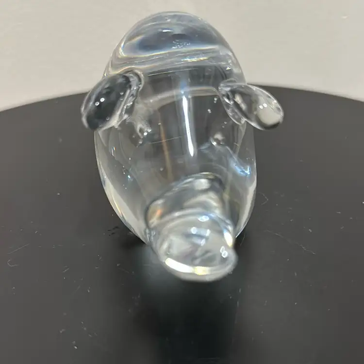 Vintage Clear Glass Pig Paperweight
