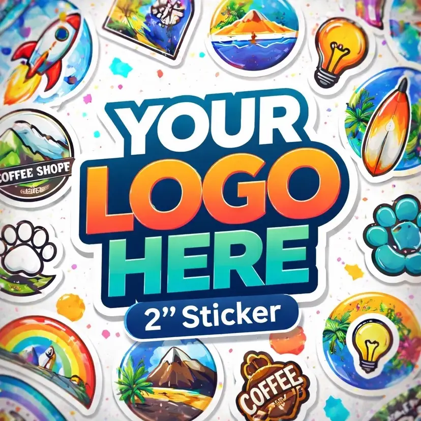 Custom Company Logo Stickers 2” – 50 Pack ($0.60 Per Sticker) | Business Branding Labels | Waterproof Vinyl