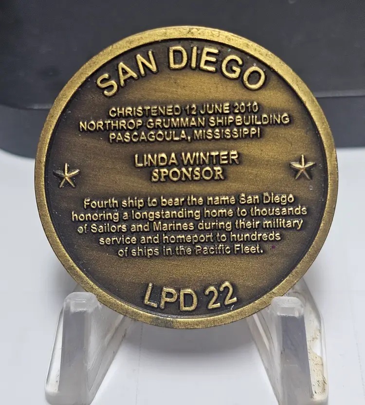 USN San Antonio LPD22 Christened 12 June 2010 Northrop Grumman Challenge Coin