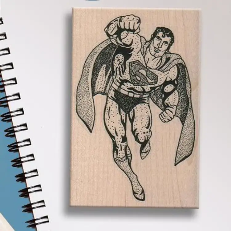 Superman Flying Superhero Rubber Stamp