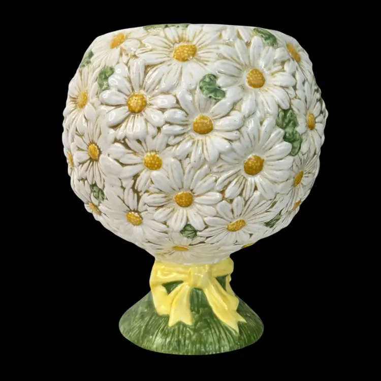 Vtg Poppytrail Metlox Vernon Sculptured DAISY Vase Topiary Bowl Midcentury