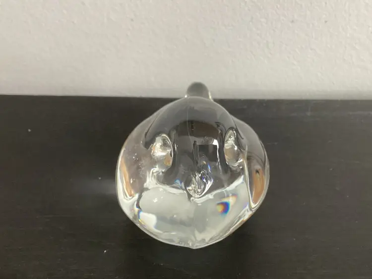 3415-Vintage Clear, Bird Paperweight, Made In Sweden, 2 X 3.5 X 2”