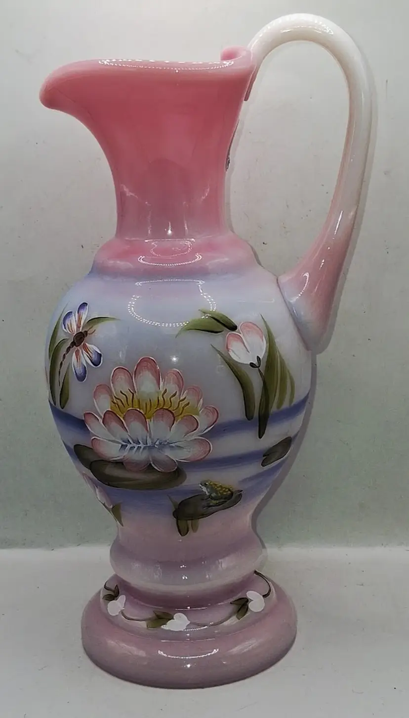 STUNNING Fenton HTF Rosalene TRANQUIL POND #2968 D7 Pitcher Ewe LE #487 Tom Fenton