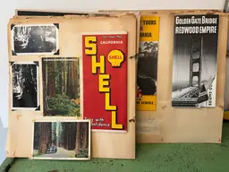 Vintage Travel Scrapbook 1930's US Travel Brochures Clippings, Motels, Photos, Maps