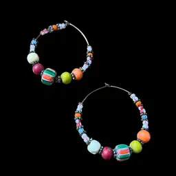 Beaded Hoops with Glass Millefiori