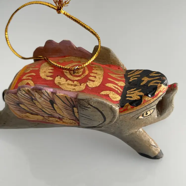 Balinese Spirit Chaser Elephant Christmas Ornament Hanging Decor Indonesia 4.25"