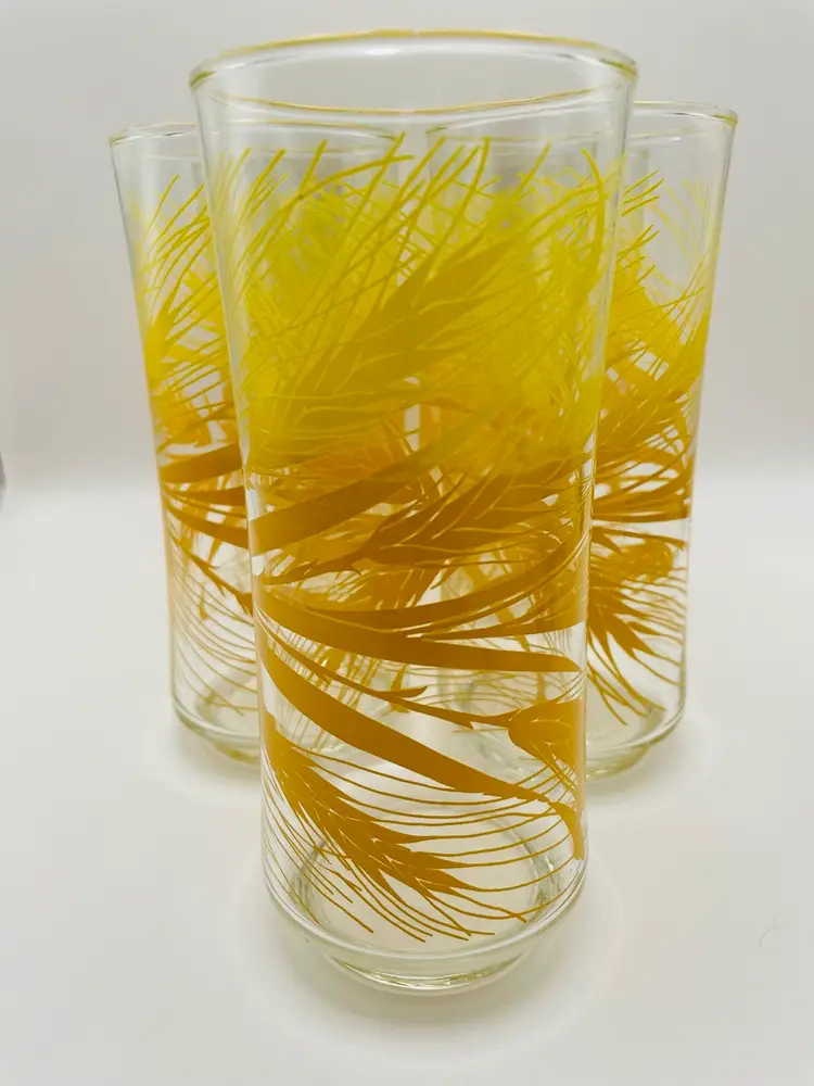 Vintage, 1970’s, Libbey, “Golden Wheat”, Set Of 7, 16 oz. Tumblers
