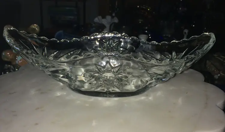 Vintage Anchor Hocking Star of David Oblong Candy Dish 9 1/4" long  x 2 3/4" tall