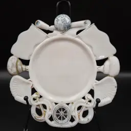 Antique Nautical Themed Milk Glass Plate