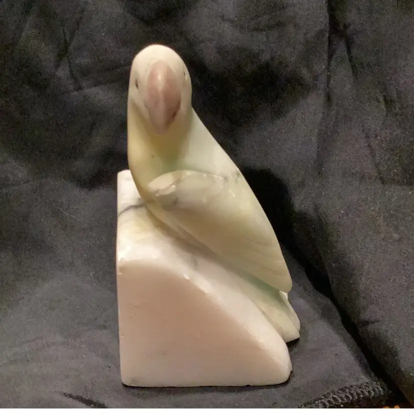 Stone Carved Parrot Bird Signed Italy