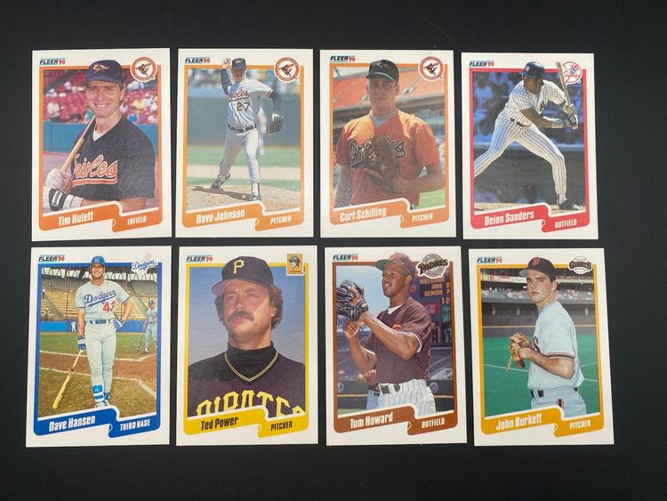 Fleer 1990 MLB Mixed Lot of 8 Different Trading Cards