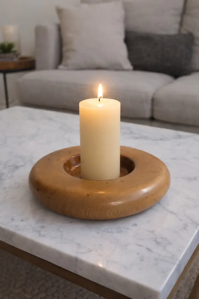 Hand turned Oregon Myrtlewood Pillar Candle Holder