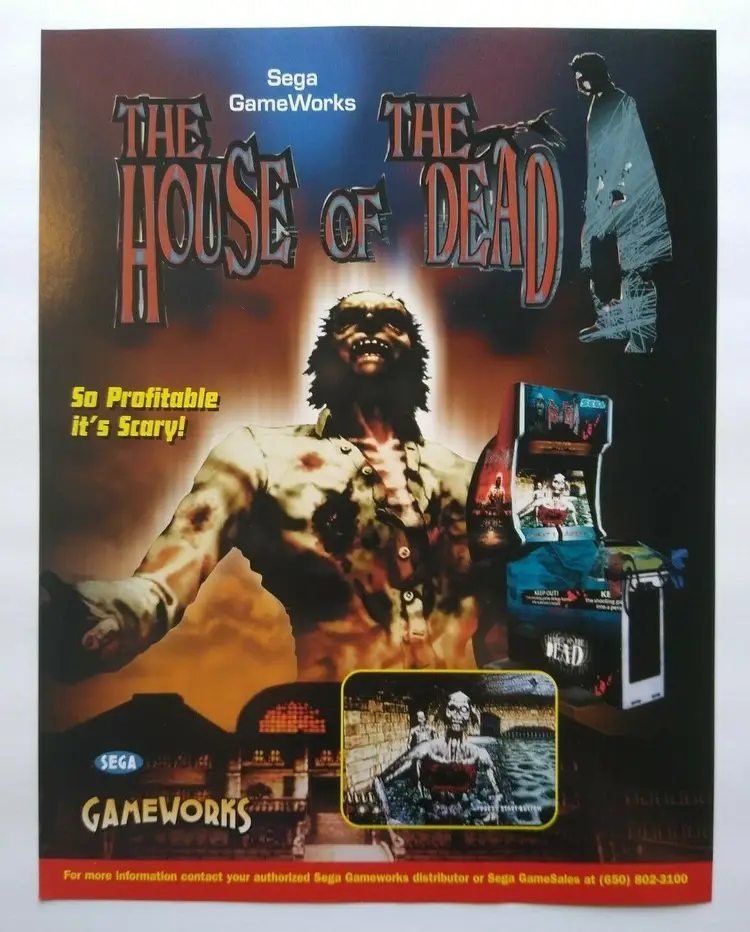 House Of The Dead Arcade FLYER Original 1996 NOS Zombie Halloween Horror
