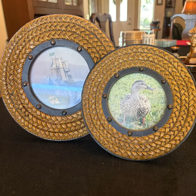 LA REATA COLLECTION PHOTO FRAME SET, POLYRESIN, WOOD, CIRCLE