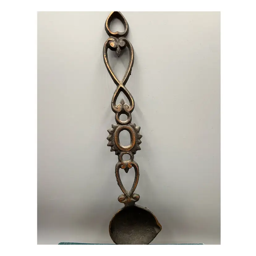 Vintage Ornate Cast Metal Decorative Love Spoon Ladle
