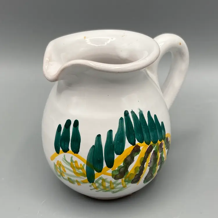 Vintage Miniature Hand Painted Yellow and Green Grape Field Pitcher