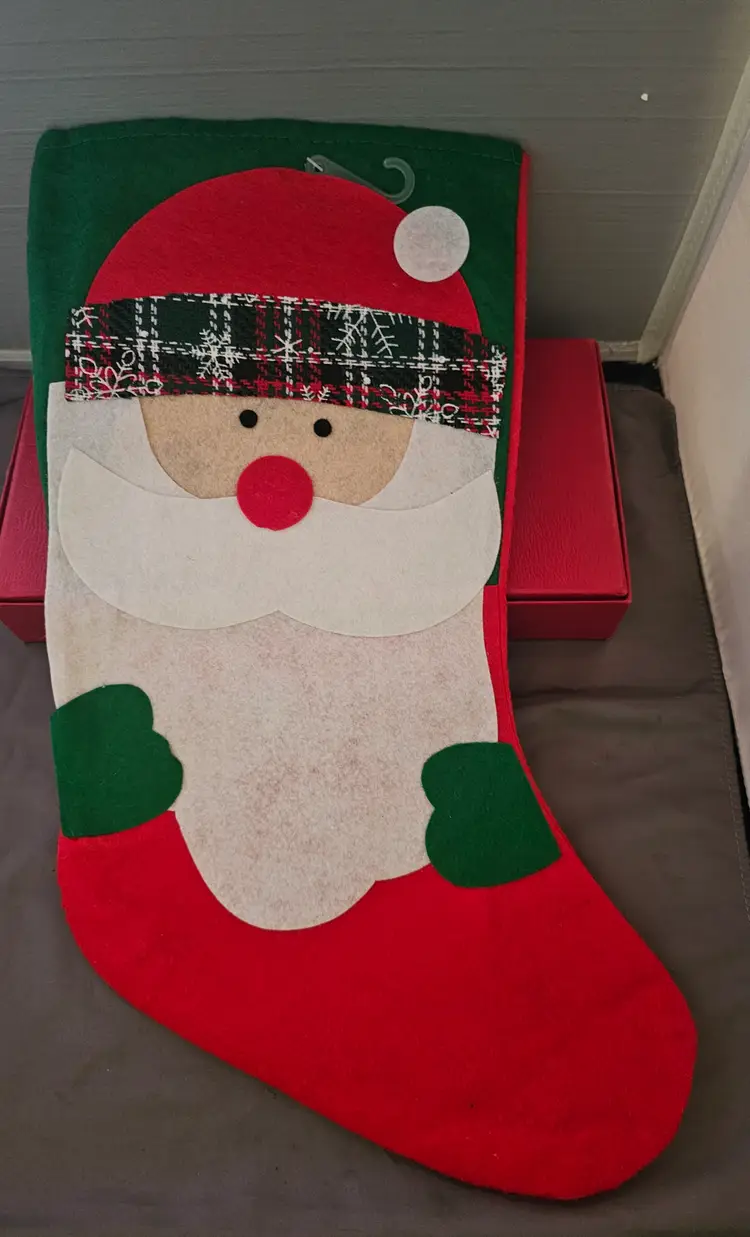 Lot of 2 Christmas Stockings ~ Santa and Snowman ~ Felt Fabric ~ Never Used