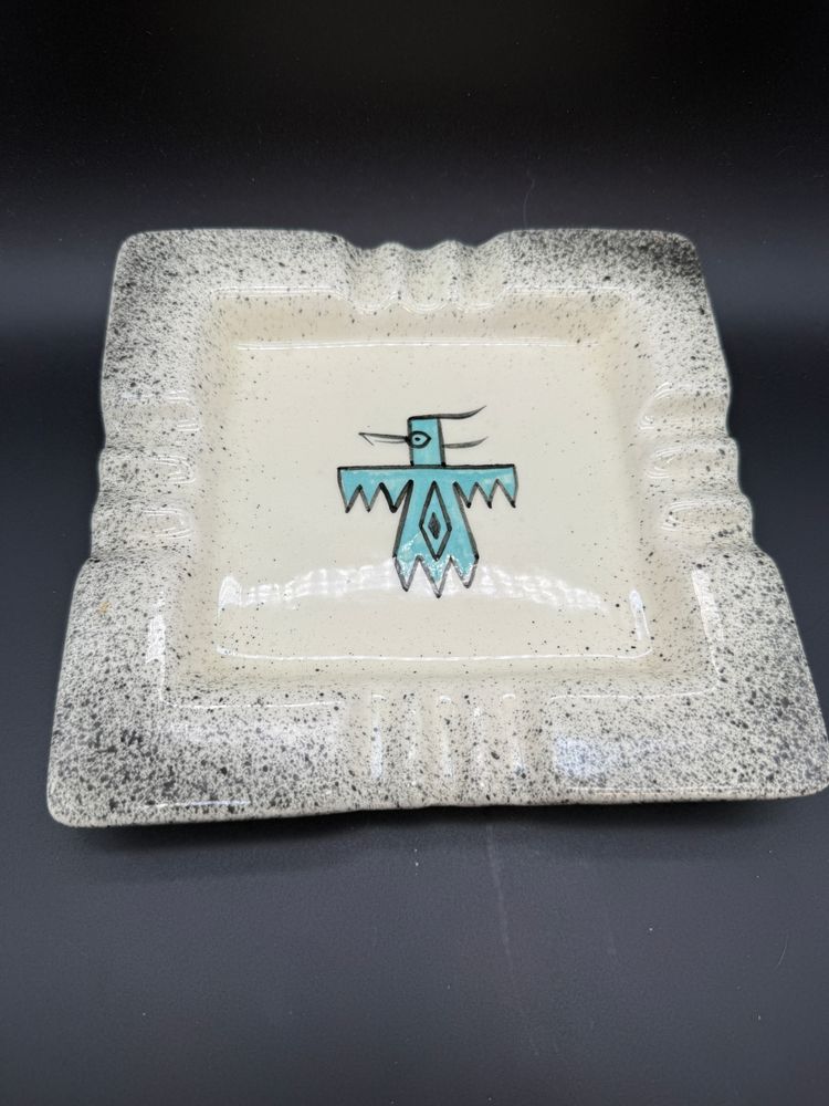 MCM Stoneware Ashtray South Dakota Thunderbird Bird