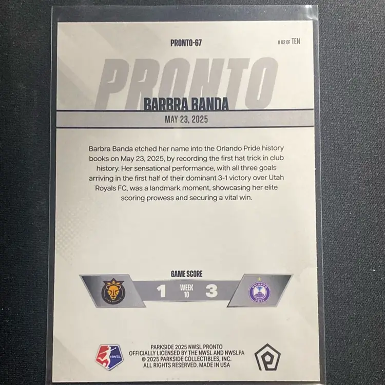 Barbara Banda Parkside Pronto 2/10 - Orlando Pride - Women’s Soccer