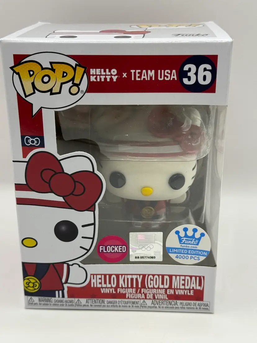 Funko Pop! Hello Kitty x Team USA - Hello Kitty Gold Medal #36 - Flocked - NIB