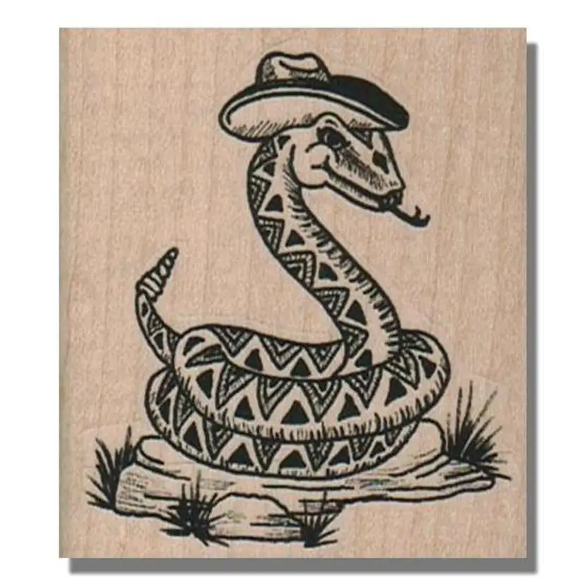 Snake In Cowboy Hat Rubber Stamp