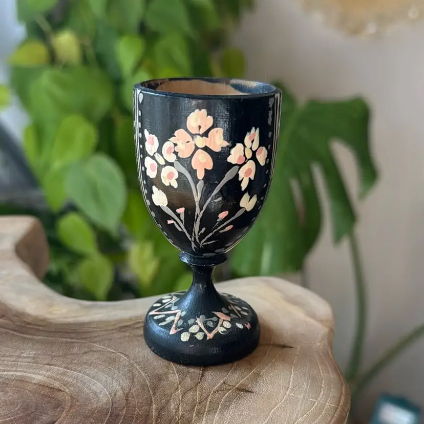 3” Hand Painted Wood Egg Cup