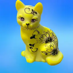 Fenton Art Glass cat figurine, often recognized by its hand-painted details and signed by the artist 2026 Signed By Kibbe… Number 4 Of 51. Fenton Gift Shop.