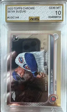 Seiya Suzuki 2022 Topps Chrome Rookie Card AGS 10