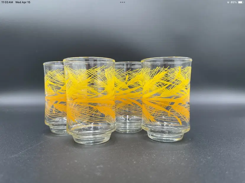 Vintage Libby Golden Wheat Juice Glasses, Set of 4