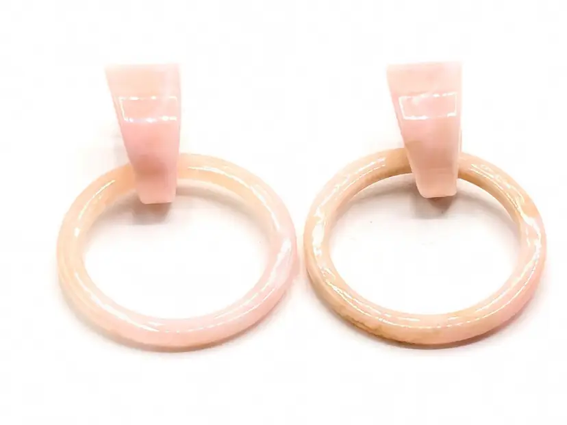Vintage Pink Acrylic Hoop Pierced Earrings