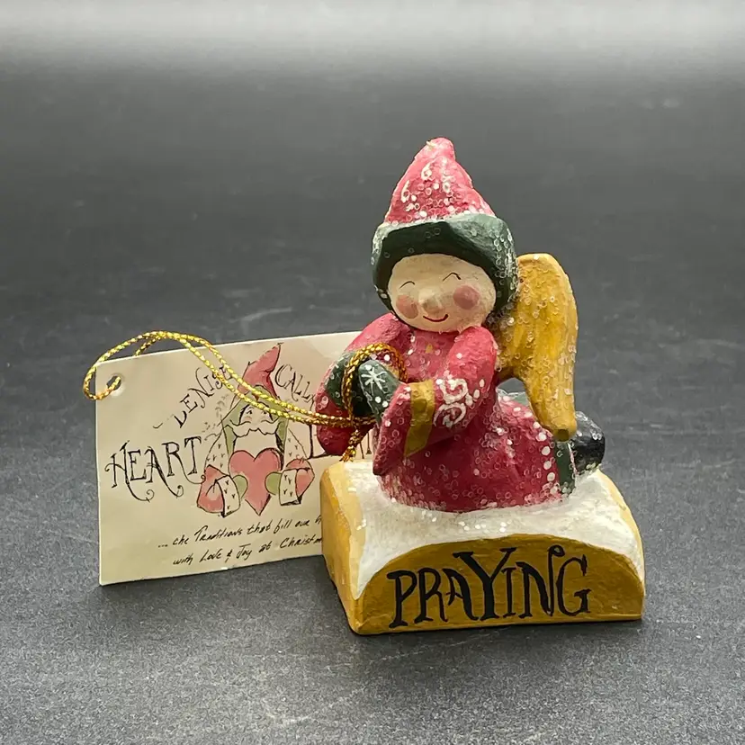 House of Hatten Praying Angel Christmas Ornament Denise Calla Heart Beats w/Tag Vintage