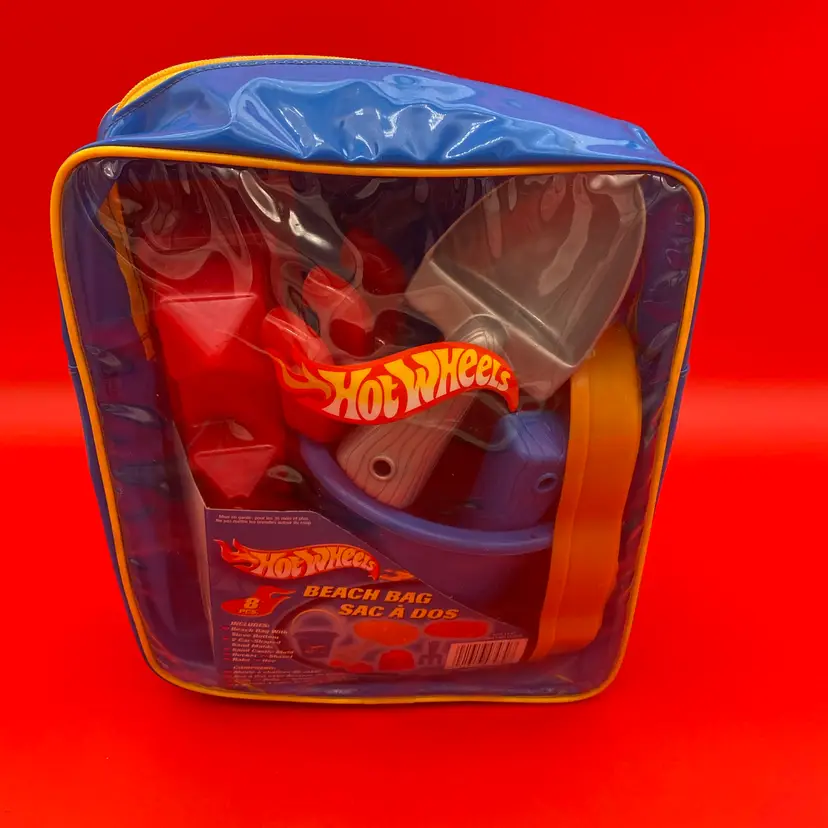 Hot Wheels Beach Bag 8-Piece Sand Toy Set w/ Backpack - 2002 - Y2K New Old Stock