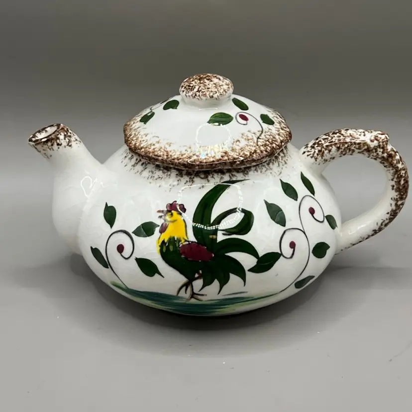 As Is Napco Japan Ceramic Rooster Teapot Hand Painted