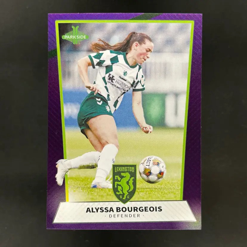 Alyssa Bourgeois 2026 Parkside Gainbridge USL Purple Foil Lexington Soccer Card