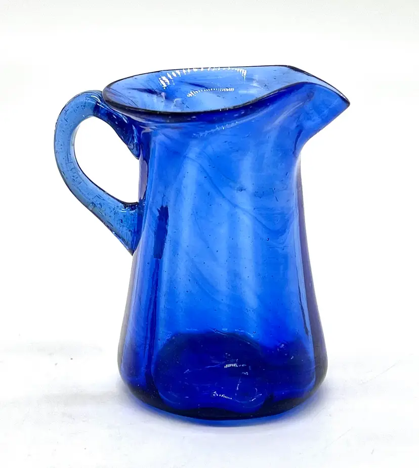 Vintage Blue Art Glass Creamer Made In Mexico
