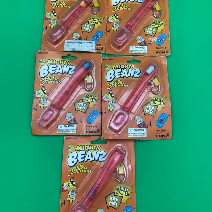 Mighty Beanz Lot of 5 Different Trick Track Keychain Toys - 2004 Basic Fun - NOS
