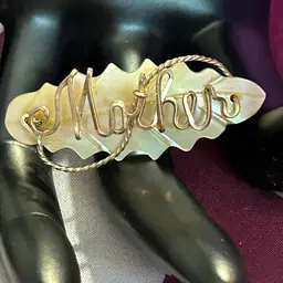 Vintage Mother Pin MOP, Gold Wire
