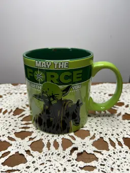 “May The Force Be With You” Star Wars Yoda With Dark Green Interior @4” Tall