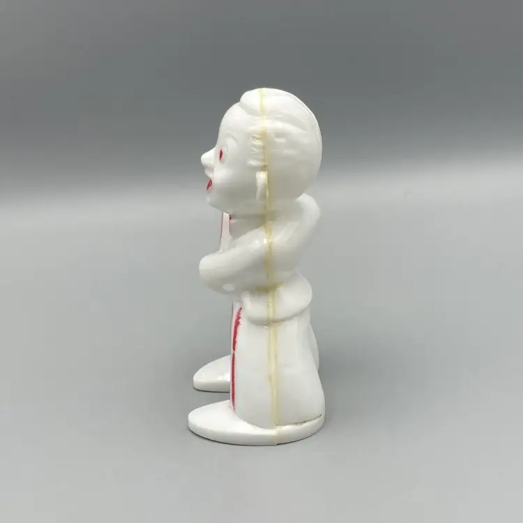 1950's Valentine's Day Hard Plastic Rosbro Candy Container Boy Red Heart - Vintage