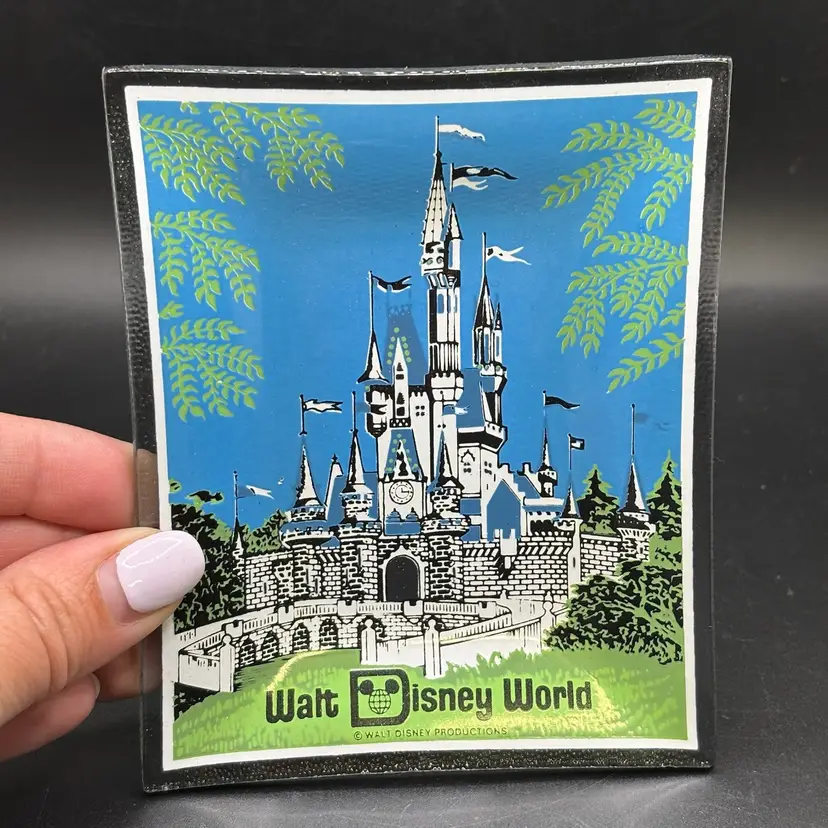Walt Disney Glass Dish or Ashtray With Cinderella’s Castle 1970’s 4”x5”
