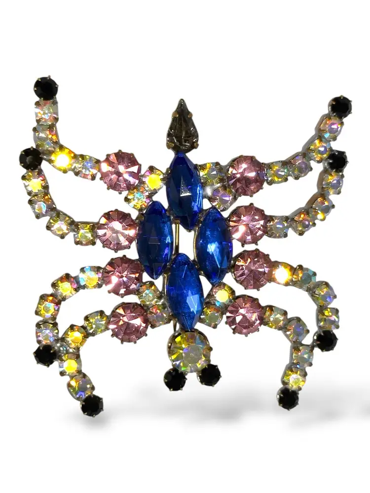 Butterfly? Spider? Vintage Rhinestone Brooch