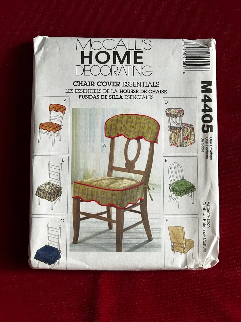 Vtg McCall’s Home Decor Pattern M4405 Chair Cover Essentials Uncut FF 2004