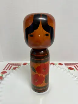 Traditional Handmade Japanese Wooden Kokeshi Doll Artist Signed Tōhoku Folk Art