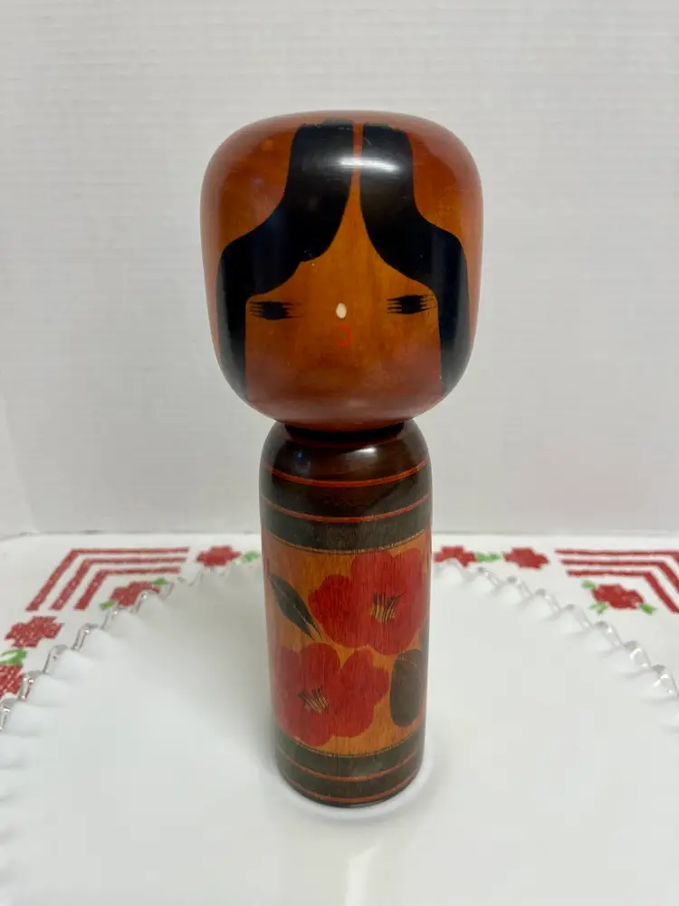 Traditional Handmade Japanese Wooden Kokeshi Doll Artist Signed Tōhoku Folk Art