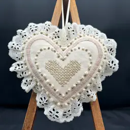 Made By Me Embroidered And Hand Sewn Heart Sachet 4.5x5”