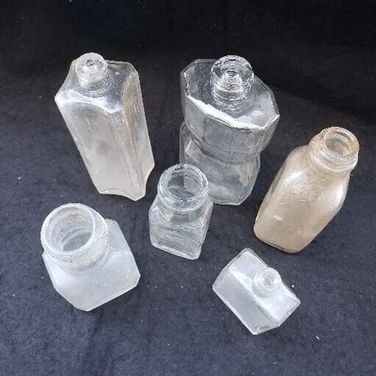 Mixed Lot Clear Glass Bottles 6 Old All Screw Tops 5" Tallest READ DESC. Vintage