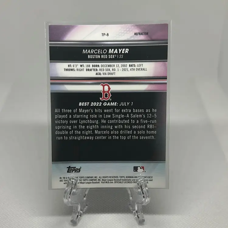 Marcelo Mayer 2022 Bowman's Best  Boston Red Sox Refractor