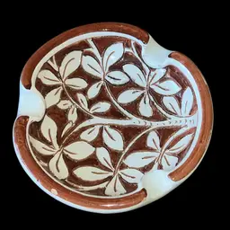 Sgrafitto Italian Possibly Bitossi Rust and Cream Ashtray