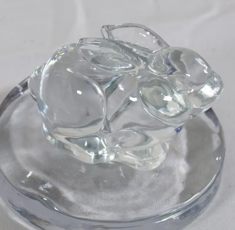 Vintage Clear Lead Crystal Bunny Rabbit 24% PbO Taiwan 3.25" x 2.25"